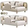 Beige Two Seater Sofa With Soft Fabric Plush Cushions And Modern Design