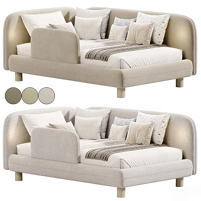 Beige Two Seater Sofa With Soft Fabric Plush Cushions And Modern Design 3d model