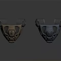 Two Tactical Mechanical Helmets Brown And Dark Gray With Detailed Surface And Tech Inspired Structure