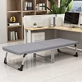 Foldable Gray Office Bed In Modern Workspace With Desk And Computer 3d model