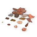 Wood and Stone Materials with Various Colors and Different Shapes Small Chips Collection