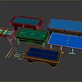 Assorted Sports Equipment with Billiard Ping Pong Foosball Tables and Game Accessories