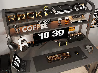 Modern Desk Ornaments Combination E-Sports Tablet Doll Desktop Computer Screen Game Handle Camera 3d model