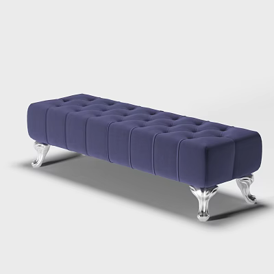 Jane European sofa stool blue fabric bed end stool 3d model