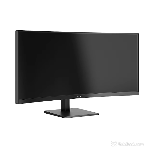 DELL Curved Computer Monitor With Black Slim Design And Stable Stand 3d model 