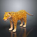 Detailed Leopard Sculpture Carving With Spotted Pattern Standing Pose Realistic 3D Design 3d model