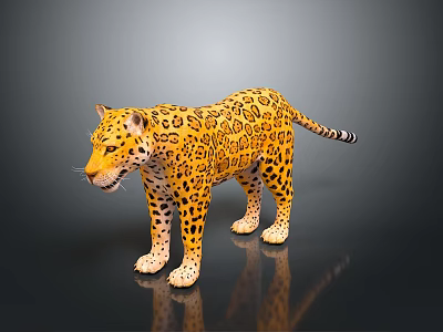 Detailed Leopard Sculpture Carving With Spotted Pattern Standing Pose Realistic 3D Design 3d model