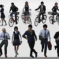 Diverse People in Different Professions with Activities Like Cycling Carrying Luggage and Walking