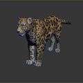 3D Rendered Leopard Standing With Yellow Black Spotted Fur And Reflection On Gray Background