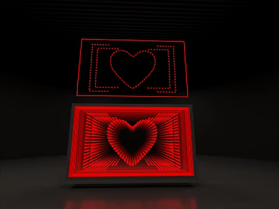 Stylish Decorative Ornament Set With Red Heart Shaped LED Lights And Layered Design 3d model
