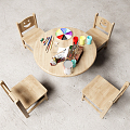 Children's Desks and Chairs 3d model