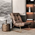 Elegant Brown Upholstered Single Sofa With Metal Frame In Modern Living Room