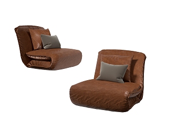 Leather Lazy Sofa Stool 3d model