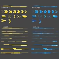 Yellow And Blue Arrows Lines Design Elements For Graphic UI Icons Set 3d model