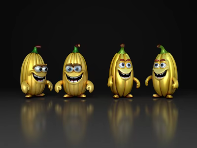 Banana cartoon banana head banana face cartoon personification banana fruit vegetable cartoon material cartoon elements 3d model