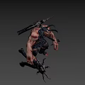 Horror Game Movie Character With Tentacles Scars Collar And Muscular Body