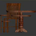 Wooden Dining Furniture Set With Round Table Chair And Small Stools
