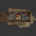 Rustic Wooden Table With Clay Pot Roasted Chicken Basket Bench And Straw