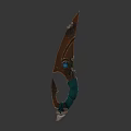 Unique Decorative Copper Blade With Green Handle And Blue Gemstone Design 3d model