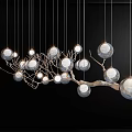 Modern Branch Design Chandelier with Hanging Spherical Glass Bulbs for Contemporary Interior