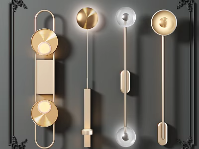 Modern Elegant Gold And Transparent Glass Wall Lamps With Stylish Contemporary Design 3d model