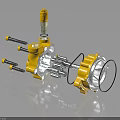 Yellow Industrial Mechanical Equipment With Black Handles Circular Parts And Metal Structure