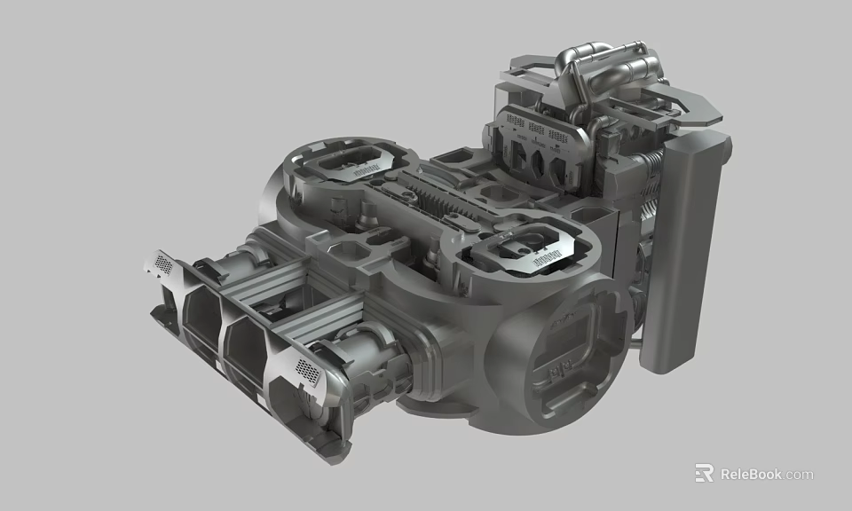 Detailed 3D Model of Mechanical Device with Structural Components and Industrial Parts 3d model 