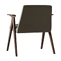 Gray Upholstered Armchair With Dark Wood Arms And Legs Modern Style