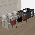 Modern Glass Top Dining Table And Chairs Set With Mixed Color Seats Near Window