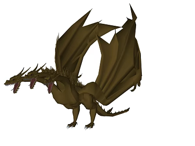Mythical Dragon Game Movie Character With Multiple Heads Spread Wings Fantasy Design 3d model