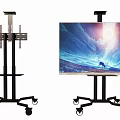 Iron Art Mobile TV Stand with Sturdy Wheels and Stable Structure Design 3d model