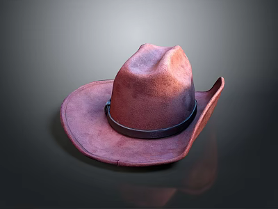 Stylish Brown Cowboy Hat With Wide Brim And Black Leather Band For Daily Use 3d model