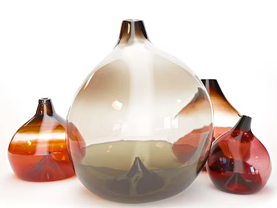 Colorful Glass Vases In Various Sizes And Shapes With Gradient Colors For Decoration 3d model