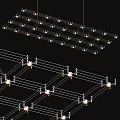 Sleek Modern Grid Design Chandelier With Multiple LED Bulbs And Metal Frame Structure 3d model