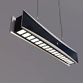 Stylish Modern Linear Pendant Light With Black Silver Sleek Rectangular Design 3d model