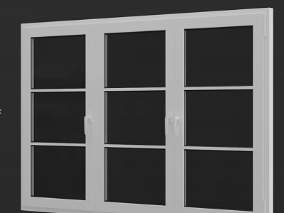 Modern Casement Windows With White Frame And Grid Glass Panel Design 3d model