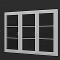 Modern Casement Windows With White Frame And Grid Glass Panel Design 3d model