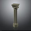 Classical Architectural Column With Ornate Capital Cylindrical Shaft And Hexagonal Base