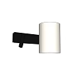 Modern Wall Lamp with Black Base White Cylindrical Shade and Small Adjustable Spotlight
