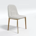 Modern Dining Chair With Light Gray Striped Fabric Square Cushion And Light Brown Wooden Legs