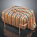 Patterned Fabric Covered Bench With Metal Legs For Decorative Home Furniture