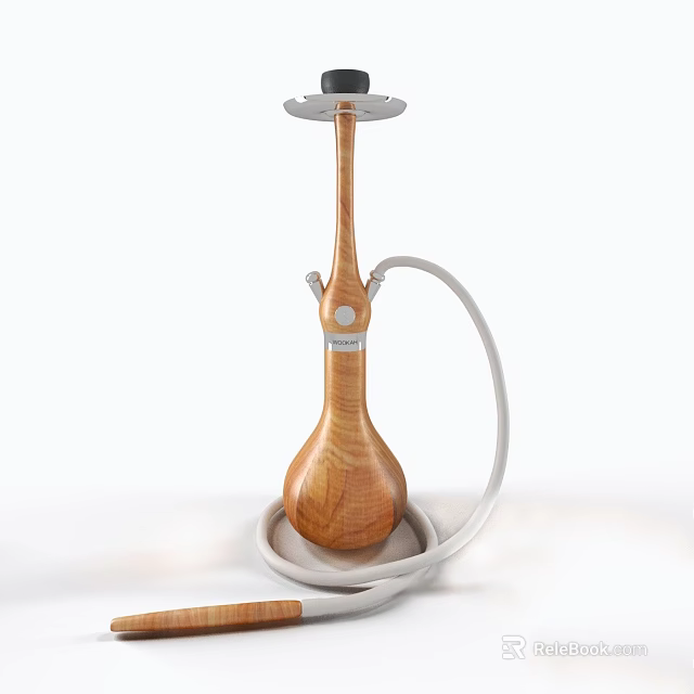 Elegant Wooden Table Lamp With Curved Pole White Cable And Stable Base Design 3d model 