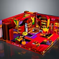 Colorful Lego Indoor Scene With Miniature Furniture And Toy Decorations