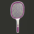 Household Electric Mosquito Swatter With White And Purple Grid Mesh Surface And Handle