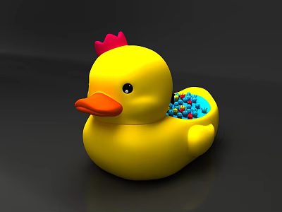 Interactive Play Area With Yellow Rubber Duck Red Crown And Colorful Balls Inside 3d model