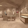 Elegant Luxury Jewelry Store Interior With Glass Display Cases And Warm Ambient Lighting