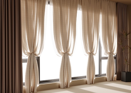 modern gauze curtain 3d model