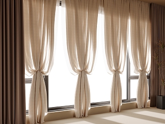 modern gauze curtain 3d model