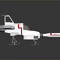 Futuristic White Spaceship Model With Red Stripes Transparent Cockpit Thrusters And Landing Gear