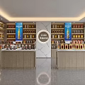 Tobacco and Alcohol Store Interior With Shelves Displaying Liquor and Tobacco Products and Wooden Counters